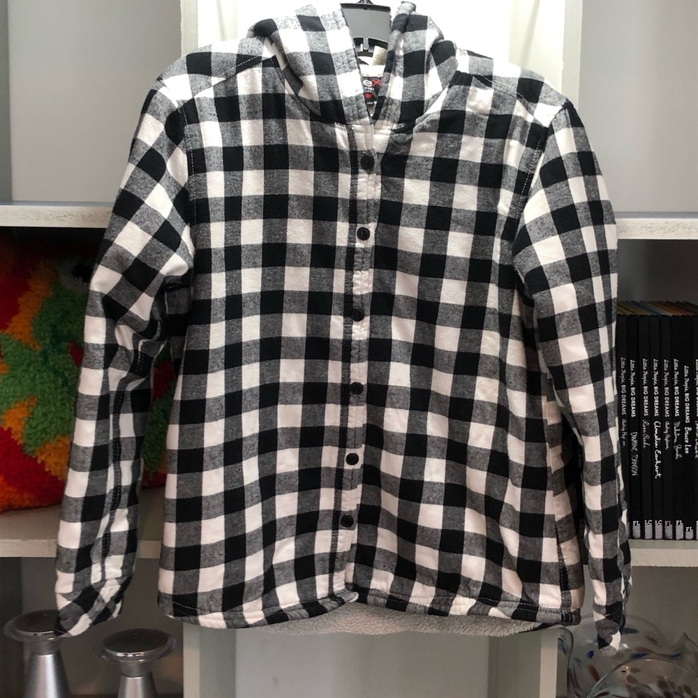 Utex Black & White Checkered Sherpa-Lined Jacket
